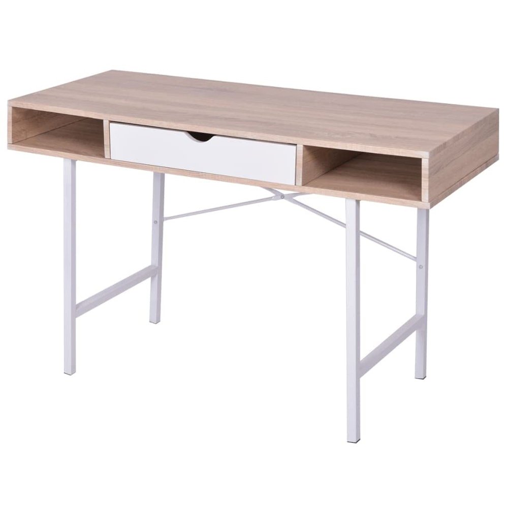 ZQQLVOO Desk with 1 Drawer,Bedroom Desk,Home Office Desk,Computer Table,Work Table,for Office, Bedroom, Living Room, Study Room, Oak and White