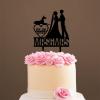 Wedding Cake Topper Lesbian Couple Silhouette with Pet Mrs. & Mrs. Wedding Cake Topper Personalized Wedding Cake Topper Bride and Bride Wedding Topper Rustic Wedding Cake Topper Black Acrylic, 6 Inch view 4