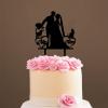 Mr & Mrs Wedding Cake Topper Bride And Groom with Pet Wedding Cake Topper Couple Silhouette Custom Cake Topper Personalized Name Rustic Wedding Cake Topper Black Acrylic, 6 Inch view 4