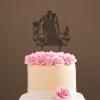 Mr And Mrs Engagement Cake Topper Bride And Groom with Pet Wedding Cake Topper Couple Silhouette Personalized Wedding Cake Topper Rustic Wedding Cake Topper Brown Wood, 6 Inch view 4