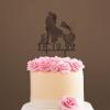 Mr And Mrs Cake Toppers for Wedding Bride And Groom with Pet Wedding Cake Topper Couple Silhouette Personalized Wedding Cake Topper Script Cake Toppers for Wedding Brown Wood, 6 Inch view 4