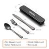 Selafun 4-pieces Travel Set with Case Portable Silverware Utensils Set for work, Stainless Steel Reusable Flatware Set Cutlery Set for Camping Picnic Hiking Office (6.7inch, Matte Black) view 2