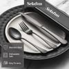 Selafun 4-pieces Travel Set with Case Portable Silverware Utensils Set for work, Stainless Steel Reusable Flatware Set Cutlery Set for Camping Picnic Hiking Office (6.7inch, Matte Black) view 4