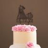 Mr And Mrs Cake Topper Bride And Groom with Pet Wedding Cake Topper Couple Silhouette Personalized Wedding Cake Topper Script Cake Toppers for Wedding Brown Wood, 6 Inch view 4
