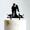 Mr And Mrs Wedding Cake Topper Bride And Groom with Pet Wedding Cake Topper Couple Silhouette Personalized Wedding Cake Topper Cake Topper Wedding Black Acrylic, 6 Inch view 1