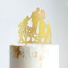 Mr And Mrs Cake Topper Bride And Groom with Pet Wedding Cake Topper Couple Silhouette Custom Wedding Cake Topper Funny Cake Toppers for Wedding Gold Glitter Wood, 6 Inch view 4