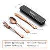 Selafun 4-pieces Travel Set with Case Portable Silverware Utensils Set for work, Stainless Steel Reusable Flatware Set Cutlery Set for Camping Picnic Hiking Office (8inch, Rose Gold) view 2