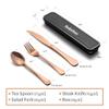 Selafun 4-pieces Travel Set with Case Portable Silverware Utensils Set for work, Stainless Steel Reusable Flatware Set Cutlery Set for Camping Picnic Hiking Office (6.7inch, Rose Gold) view 2