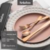 Selafun 4-pieces Travel Set with Case Portable Silverware Utensils Set for work, Stainless Steel Reusable Flatware Set Cutlery Set for Camping Picnic Hiking Office (6.7inch, Rose Gold) view 4