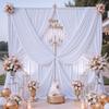 10 ft x 8 ft Wrinkle Free White Backdrop Curtain for Wedding Parties, Polyester Photography Backdrop Drapes for Birthday Parties Stage Backdrop Stand, White Background Curtains 5x8FT 2 Panels view 2