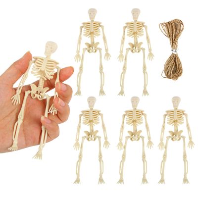 FINGOOO Skeletons for Halloween Decor, 6 Piece Mini Seleton Figurines 6" Small Skeleton Halloween Decoration for Haunted House Accessories Party Favors