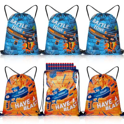 Flutesan Dart Party Supplies Bags Party Gun Drawstring Treat Bags Dart Drawstring Backpack(12 Pieces)