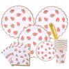 syxwRS Strawberry Party Tableware Set, Party Decorations Disposable Dinnerware Set Including Plates,Napkins,Straws and Cups for Fruit Theme Birthday Party Table Decoration Supplies,Serves 20 Guest view 2