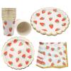 syxwRS Strawberry Party Tableware Set, Party Decorations Disposable Dinnerware Set Including Plates,Napkins,Straws and Cups for Fruit Theme Birthday Party Table Decoration Supplies,Serves 20 Guest view 3