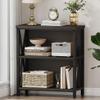 FATORRI Rustic Small Bookshelf for Small Space, Industrial Short Wood Bookcase, Farmhouse Low Book Shelf, 3 Tier Narrow Bookshelf for Living Room, Home Office, Hallway (Walnut Brown) view 1
