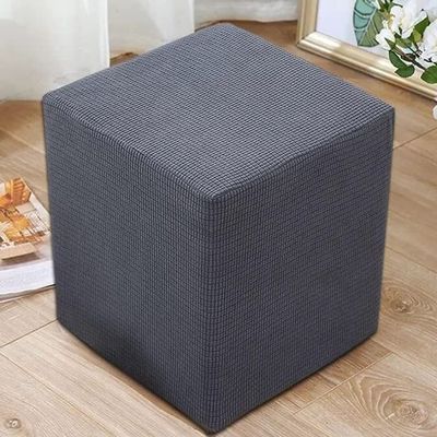 XTHY Storage Ottoman Slipcover, Square/Round Stretch Footstool Foot Stool Protector, Thick Cover for Pouffe, Decorative Washable Sofa Foot Rest Cover (Color : #2, Size : 33X33CM)