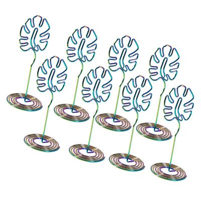 Gadpiparty 8pcs Colorful Monstera Leaf Business Card Holder for Desk Memo Table Display and Office Decoration Elegant Metal Electroplating Design
