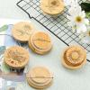 Tessco for you 6 Packs Yogurt Jar Lids Set Bamboo Wood for Jars Reusable Lid with Silicone Sealing Rings and Different Patterns Compatible with Oui Glass Containers view 3