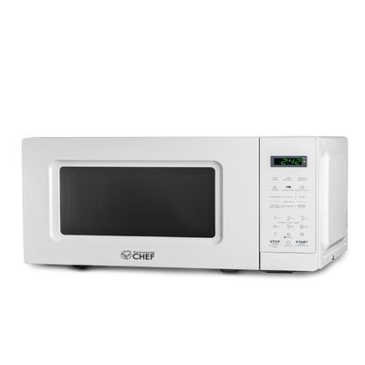 COMMERCIAL CHEF 0.7 Cu Ft Microwave with 10 Power Levels, 700W Microwave with Digital Display, Countertop Microwave with Child Safety Door Lock, Programmable with Push Button, White