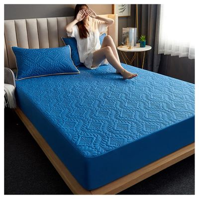 MHXY Waterproof Mattress Protector Quilted Mattress Protector Fitted with Elasticated Skirt Available in A Variety of Sizes and Colors (Color : Sapphire Blue, Size : 2.0 * 2.2cm)