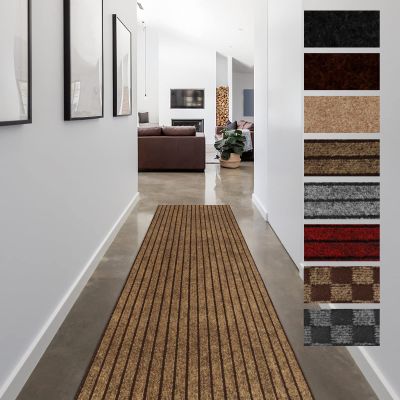 FREADEM Runner Rugs for Hallways, 2FT x 51FT Non Slip Kitchen Area Rug Entryway Runner Laundry Room Rug, 2-82 FT Indoor Outdoor Carpet Runners with Rubber Backing, Brown Stripe