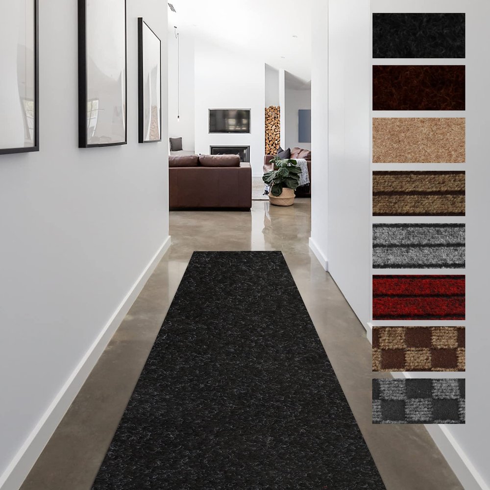 FREADEM Runner Rugs for Hallways, 4FT x 37FT Non Slip Kitchen Area Rug Entryway Runner Laundry Room Rug, 2-82 FT Indoor Outdoor Carpet Runners with Rubber Backing, Black