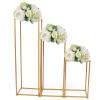 3Pcs Metal Flower Floor Vase Column Flower Stand Geometric Centerpieces Vase for Tables, 31.5/23.6/15.7in Tall Gold Flower Holder for Home Party Wedding Decorations, Rectangular Flower Display Rack view 1