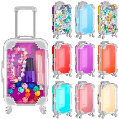 Tessco for you 12 Pack 6.7 x 3.8 x 2 Inches 9 Colors Suitcase Party Favor Gift Box Mini Plastic Tiny Travel Luggage for Candy Makeup Jewelry Birthday Cruise Trip Wedding Bachelorette Party Favor