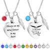 2 Pack Cremation Jewelry Heart Urn Necklace for Ashes Stainless Steel Keepsake Pendant Memorial Birthstone Urn Jewelry for Ashes for Women Men (2 Pcs Heart Urn Necklace) view 1