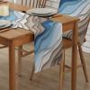 Table Runner Dresser Scarves,Abstract Geometric Blue Brown Gradient Waves Beach Table Runners 14x72 Inches Long,Non-Slip Washable Kitchen Dining Coffee Table Decor for Farmhouse Party Holiday Dinner view 2