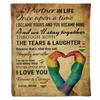 Decoronic Customized LGBT Blanket for Life Partner Through Tears & Laughter, Gift for Birthday, Christmas, Anniversary, Gay Lesbian Pride Personalized Fleece Blanket, Printed in USA view 1