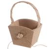 Burlap Wedding Flower Girl Basket Double Heart with Bowknot, wedding flower basket Vintage Rustic Flower Basket for Wedding burlap flower basket Ceremony buralp flower girl basket view 1