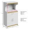 Microwave Stand with Storage  Rolling White Cabinet with Doors, Drawer, and Locking Wheels  Freestanding Wood Cart by Lavish Home (White and Oak) view 2