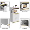 Microwave Stand with Storage  Rolling White Cabinet with Doors, Drawer, and Locking Wheels  Freestanding Wood Cart by Lavish Home (White and Oak) view 3