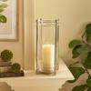 MY SWANKY HOME Elegant Chrome Silver Cylinder Hurricane Pillar Candle Holder Classic Minimalist view 2