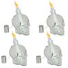 Sunnydaze Grinning Skull Glass Tabletop Torches - Outdoor Patio Lighting - Includes Wicks and Attached Snuffers - Set of 4 Refillable Torches - Clear view 1