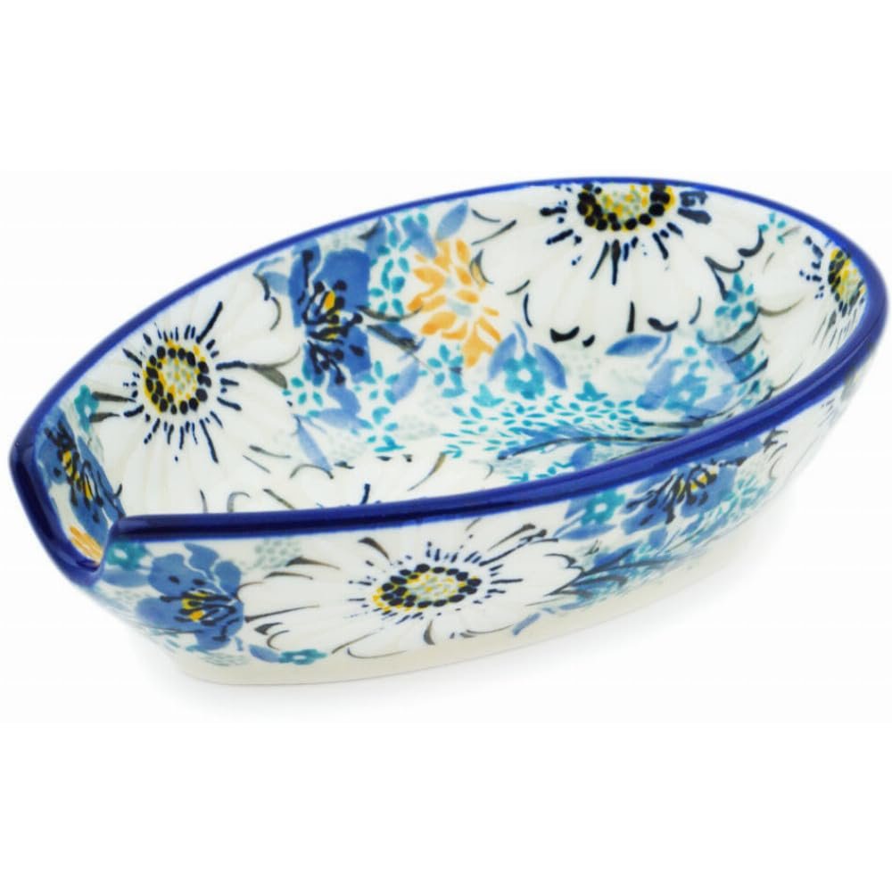 Polmedia Polish Pottery Spoon Rest UNIKAT - Elegance Pattern Handmade in Boleslawiec Poland by Ceramika Artystyczna + Certificate of Authenticity