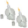 Sunnydaze Grinning Skull Glass Tabletop Torches - Outdoor Patio Lighting - Includes Wicks and Attached Snuffers - Set of 2 Refillable Torches - Clear view 1