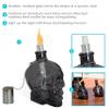 Sunnydaze Grinning Skull Glass Tabletop Torches - Outdoor Patio Lighting - Includes Wicks and Attached Snuffers - Set of 4 Refillable Torches - Black view 2