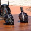 Sunnydaze Grinning Skull Glass Tabletop Torches - Outdoor Patio Lighting - Includes Wicks and Attached Snuffers - Set of 4 Refillable Torches - Black view 4