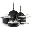 GreenPan Canterbury Hard Anodized Healthy Ceramic Nonstick, 10 Piece Cookware Pots and Pans Set, PFAS-Free, Dishwasher Safe, Oven Safe, Black view 1