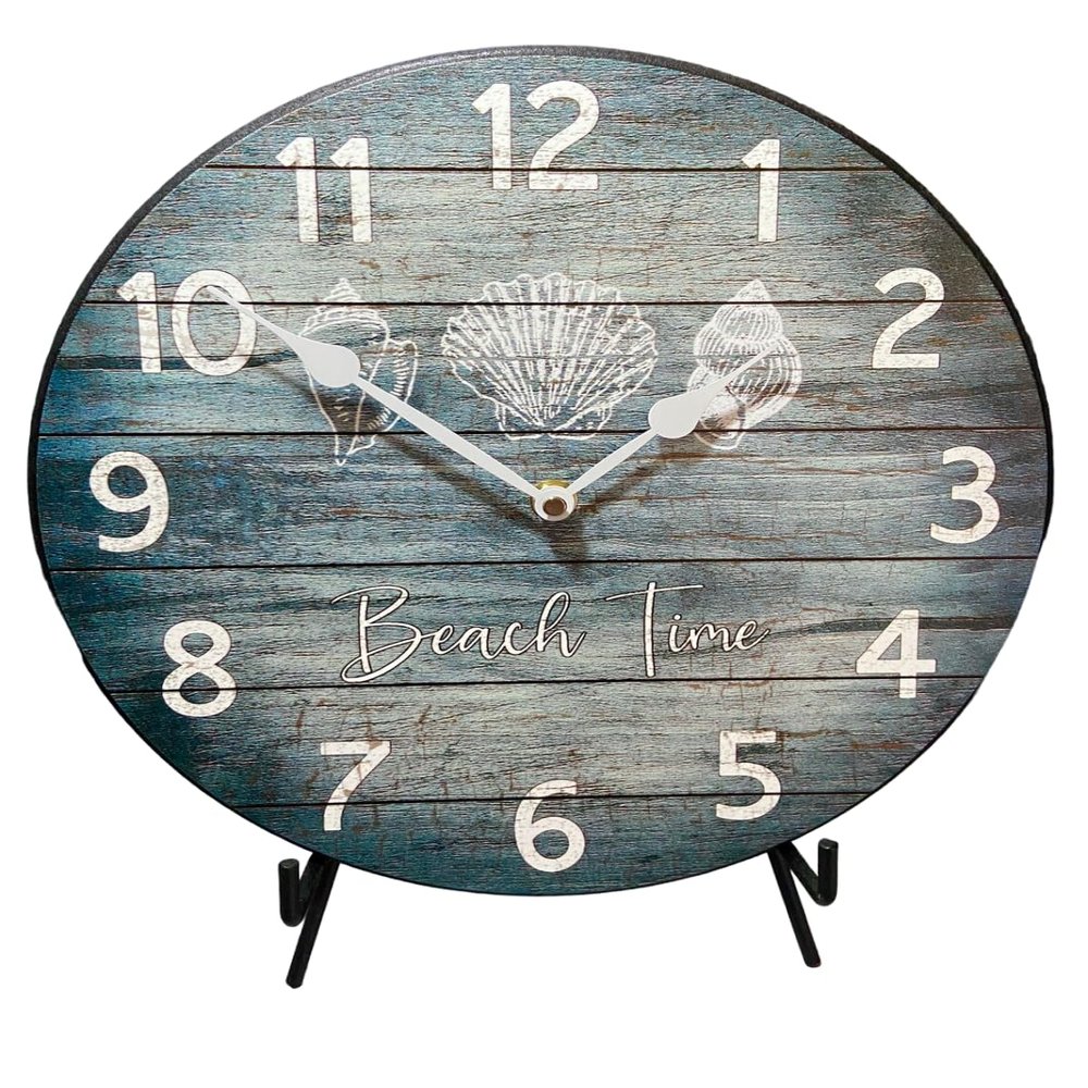 Beach Time Wall Clock | Ultra Quiet Quartz Mechanism | Hand Made in USA Beautiful Crisp Lasting Color | Comes in 8 Sizes (24-Inch, Beach)