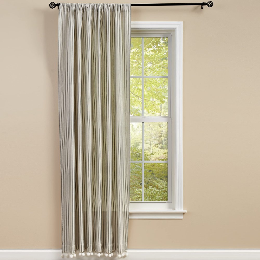 Park Designs Ticking with Ball Fringe Single Panel 56" x 84"