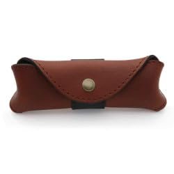Brown horizontal leather case for Laguiole with black part - Direct from France