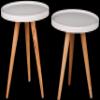 andesign-us Round Wooden Side Tables, Portable Coffee Tables, End Tables for Living Room and Bedside, Ivory Color (Set (Medium & Large)) view 1