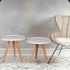 andesign-us Round Wooden Side Tables, Portable Coffee Tables, End Tables for Living Room and Bedside, Ivory Color (Set (Medium & Large)) view 2