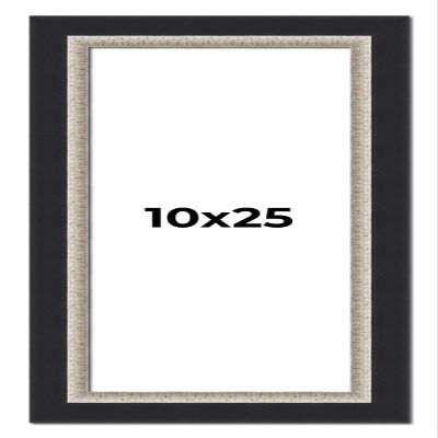 10x25 Frame Black Real Wood Picture Frame Width 2.25 Inches | Interior Frame Depth 0.5 Inches | Bridger Silver Traditional Photo Frame Complete with UV Acrylic, Foam Board Backing & Hanging Hardware
