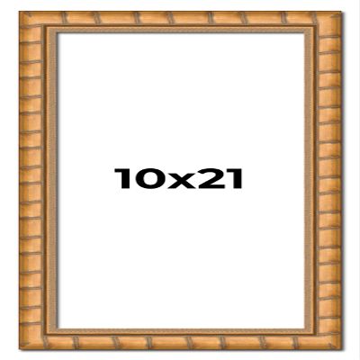 10x21 Frame Gold Real Wood Picture Frame Width 1.5 Inches | Interior Frame Depth 0.5 Inches | Bhutan Bamboo Photo Frame Complete with UV Acrylic, Foam Board Backing & Hanging Hardware