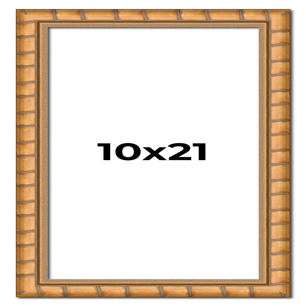 10x21 Frame Gold Real Wood Picture Frame Width 1.5 Inches | Interior Frame Depth 0.5 Inches | Bhutan Bamboo Photo Frame Complete with UV Acrylic, Foam Board Backing & Hanging Hardware