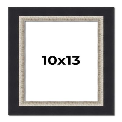 10x13 Frame Black Real Wood Picture Frame Width 2.25 Inches | Interior Frame Depth 0.5 Inches | Bridger Silver Traditional Photo Frame Complete with UV Acrylic, Foam Board Backing & Hanging Hardware